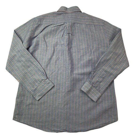 J. McLaughlin Shirt Mens XL XLARGE Blue‎ Striped Linen Cotton Blend Button Down - Picture 14 of 16